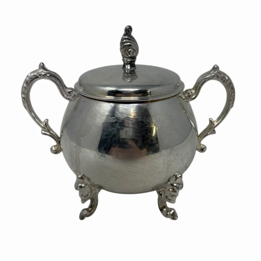 Vintage‎ Sheridan Sugar Bowl Silver on Copper